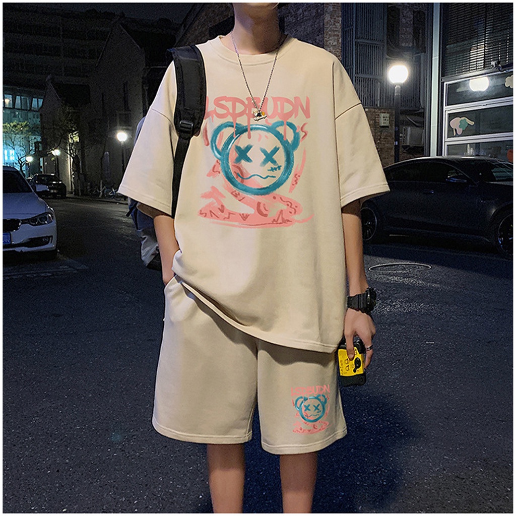 Đồ bộ nam mùa hè thời trang mặc nhà form rộng freesized dưới 70kg chất thun cotton BRB02