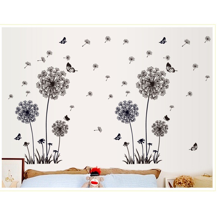 Combo 2 decal hoa bồ công anh dán tường trang trí phòng đẹp, bền, rẻ AmyShop