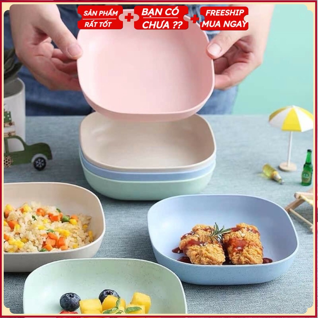 PVN25205 Đĩa nhựa lúa mạch vuông, đĩa đựng bánh kẹo, đĩa vuông nhỏ nhiều màu T2