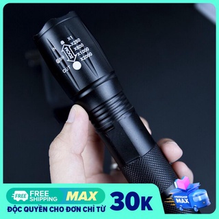 Đèn Pin siêu sáng XML-T6, đèn led cầm tay siêu sáng 200-300m đèn pin kèm phụ kiện