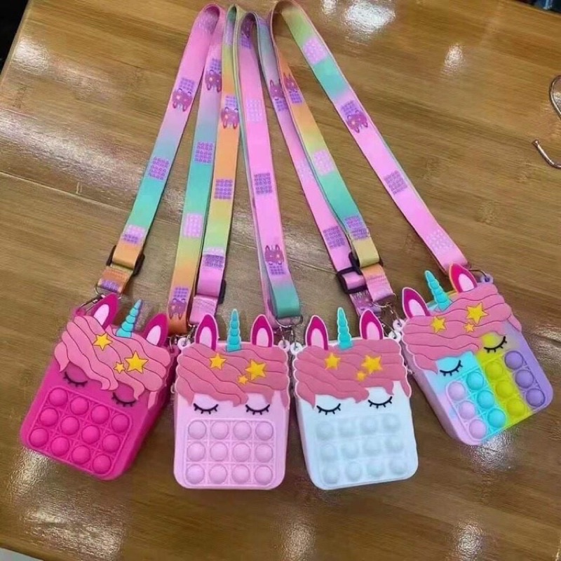 Túi đeo POP IT kỳ lân, túi squid pop it dành cho bé