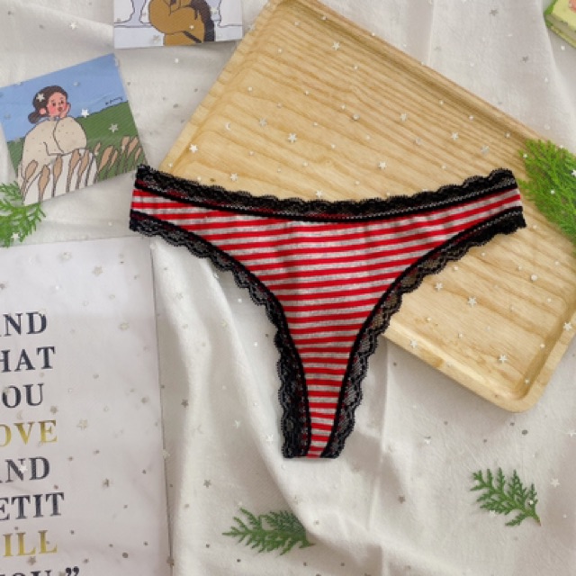 Ck023  - Quần lót lọt khe cotton mềm phối ren - Kellywang