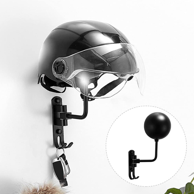 Giá Đỡ Mũ Bảo Hiểm Xoay 180 Độ Có Móc Gắn Tường