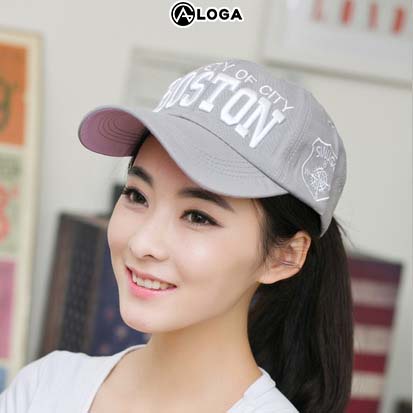 Nón lưỡi trai nữ thời trang nón kết kaki đẹp cao cấp thêu chữ Boston M032