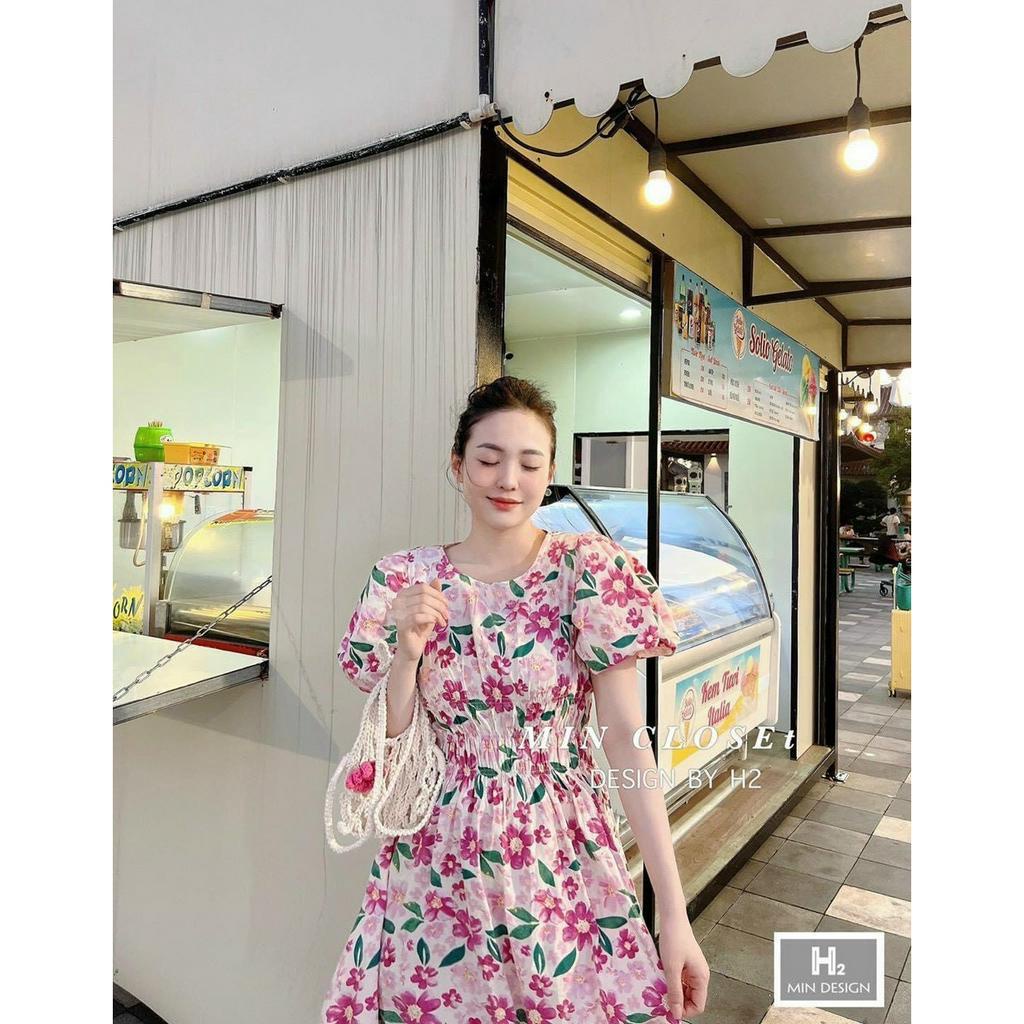Đầm vữ váy nữ cổ tròn tay ngắn dáng rộng bầu bì thoải mái siêu xinh đi chơi du lịch - Ruby design