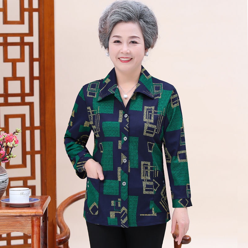 Áo sơ mi mùa hè tay thứ chín của phụ nữ trung niên và cao tuổi bà ba mẹ