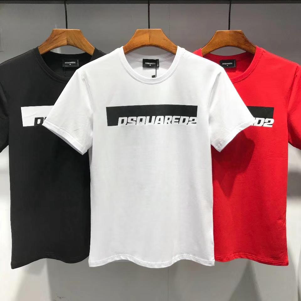 Dsquared2 Logo In Cotton Top Thời trang Slim Áo thun nam cổ tròn tay ngắn Quần áo