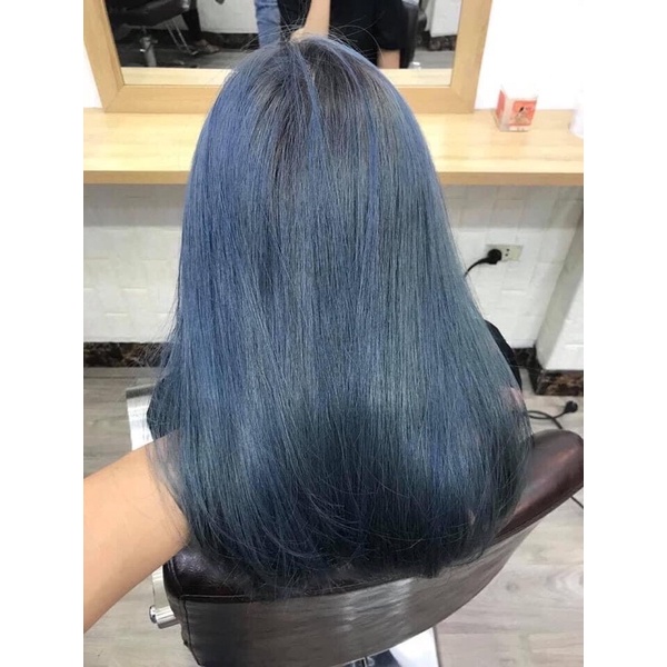 Nhuộm tóc màu than chì xanh than blue 2/8 , oxy trợ dỡng nhuộm tóc ( Tặng kèm 1 đôi bao tay nilon )
