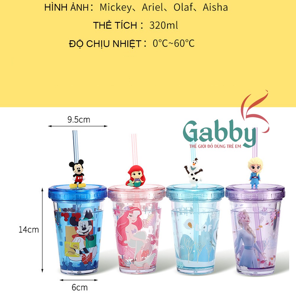 LY PHA LÊ 2 LỚP CÓ ỐNG HÚT DISNEY (MICKEY/ ELSA/ ARIEL/ OLAF/ MINNIE/ MC QUEEN/ JUMBO)