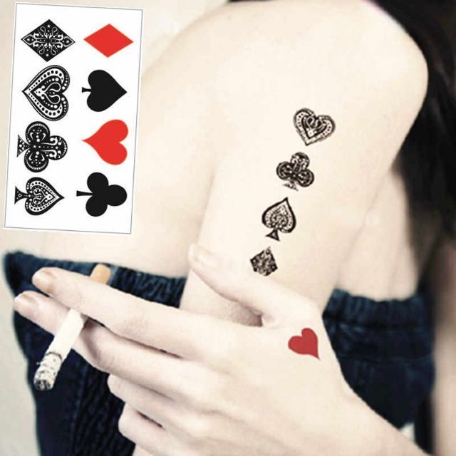 [DEAL] Hình xăm tatoo bộ bài tây chuồng cơ rô bích i30. Xăm dán tạm thời 10x6cm