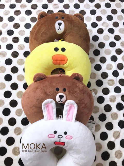 Gối chữ U gấu Brown và thỏ Cony (Ảnh shop tự chụp 100%)