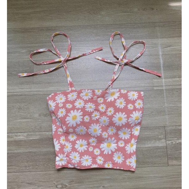 Áo Croptop 2 Dây Hoa Cúc Buộc Nơ Nữ Màu Trắng Đen Xanh Hồng DRACR29 Mys hitshop | BigBuy360 - bigbuy360.vn