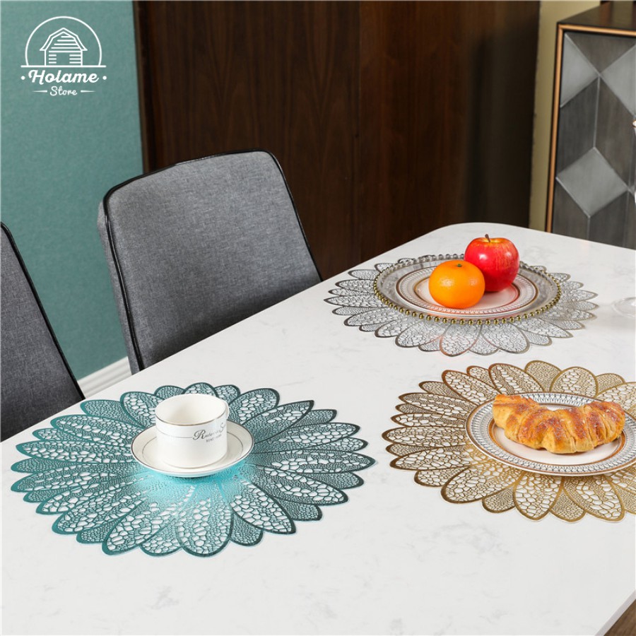 Tấm lót bàn ăn hình hoa sang trọng – dùng cho bàn ăn gia đình, nhà hàng, khách sạn