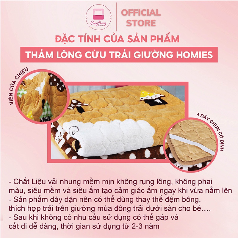Thảm nỉ nhung, Thảm lông cừu trải giường 3 lớp cực ấm đủ kích thước (Chất Liệu Bông Trắng - Giặt Máy Thoải Mái) - TLC