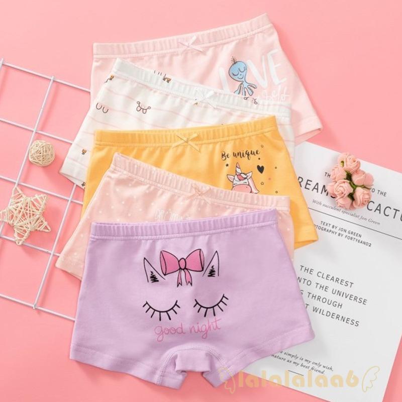 Set 5 Quần Lót Cotton In Họa Tiết Dễ Thương Cho Bé Gái Laa6