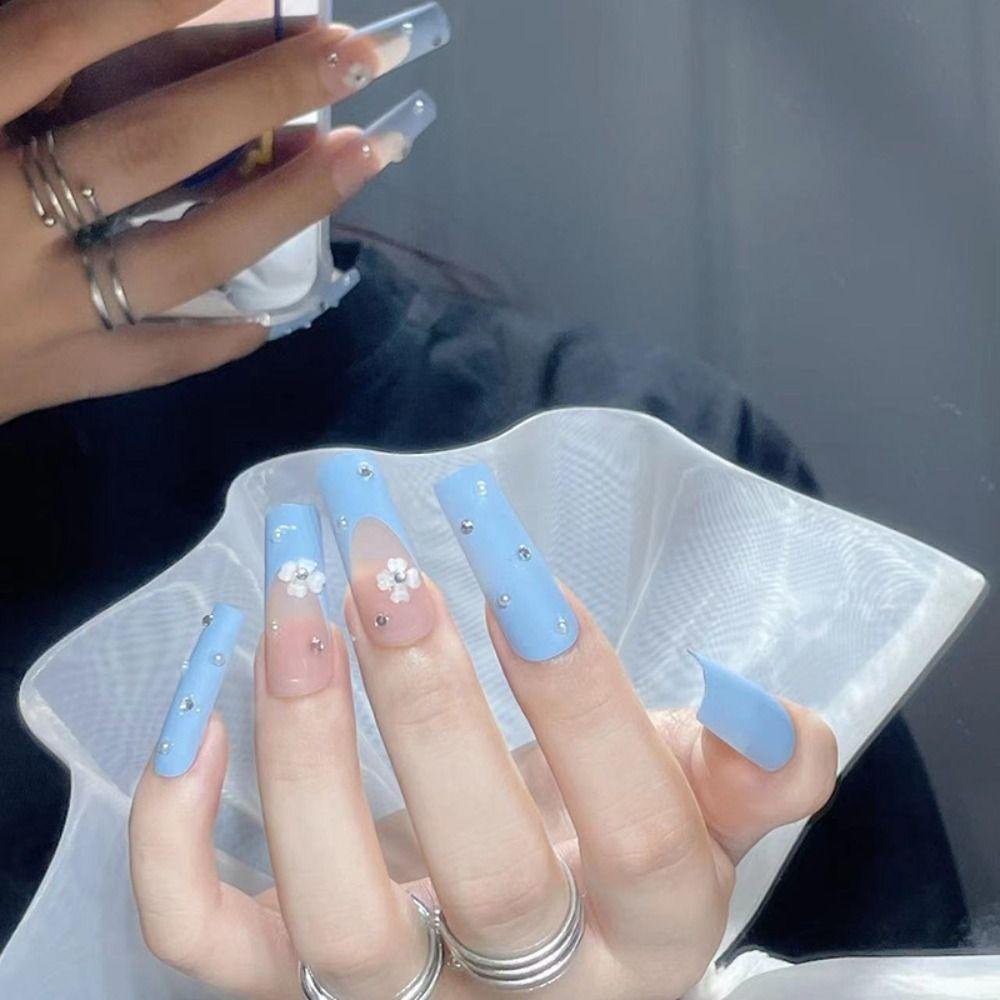 NIUYOU Set 24 Móng Tay Giả Ống Nước Trang Trí Nghệ Thuật