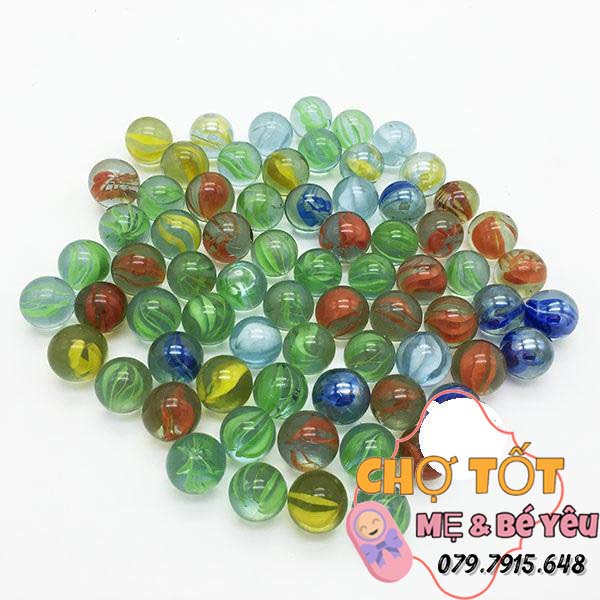 Đồ Chơi Bộ 10 viên bi ve 8 khía đủ màu size 1.6 cm bằng thủy tinh