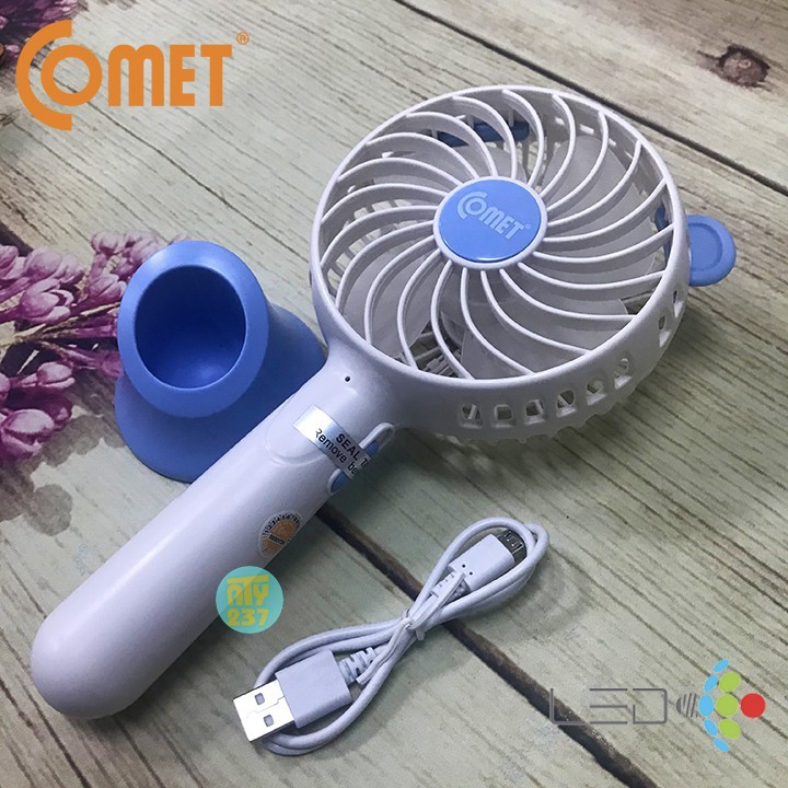 Quạt mini Cầm Tay tích điện sạc pin Comet 3W có đế rời CRF0804 Chính hãng