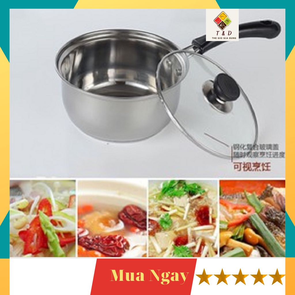 Nồi Nấu Bột- Nồi Nấu Cháo Đồ Ăn Dặm Cho Bé-Inox 304 Size 18Cm Dày Dặn, Cao Cấp-ĐỒ GIA DỤNG