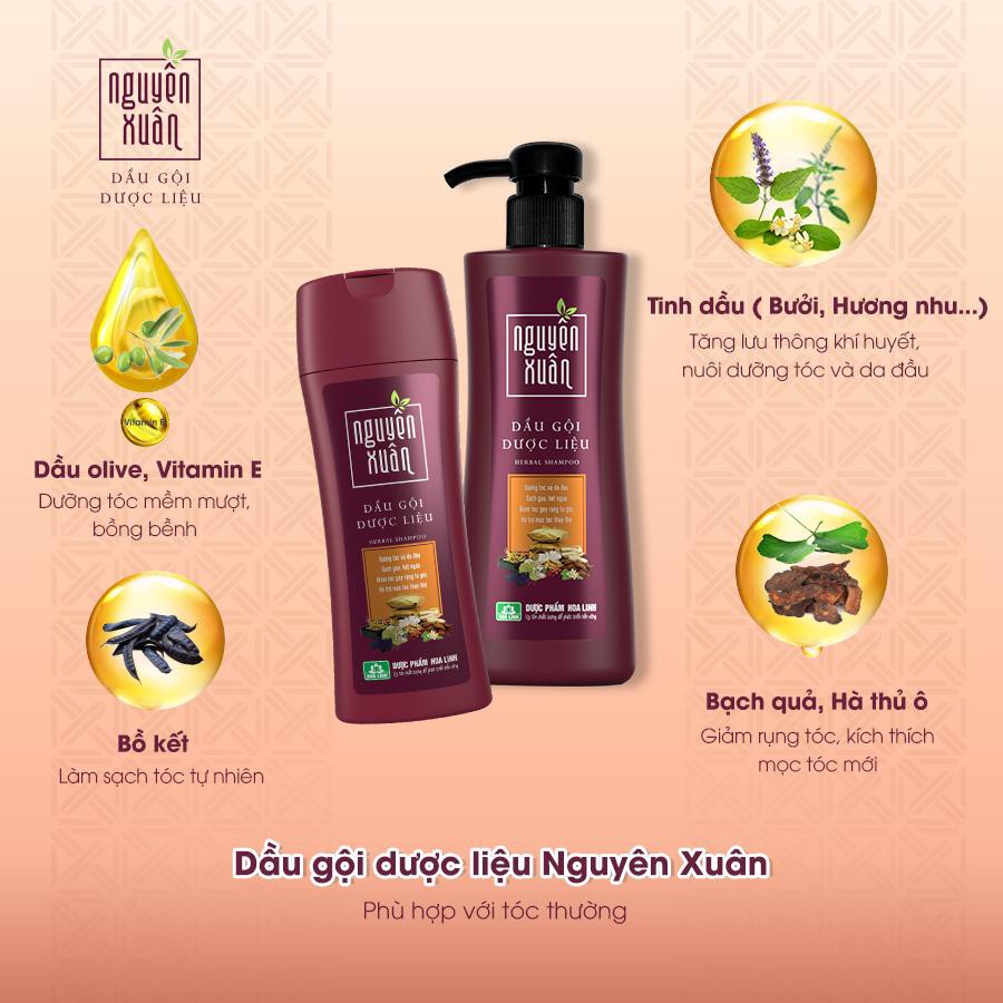 Dầu gội dược liệu Nguyên Xuân Đỏ chai 250ml - giảm ngứa, gàu, giúp tóc khỏe, mềm mại, giảm tóc gãy rụng - cvspharmacy