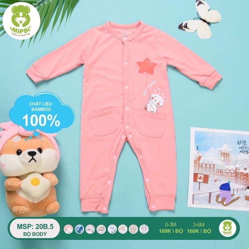 Body liền thân dài tay SIÊU MỀM MẠI cho bé sơ sinh làm từ sợi tre Mipbi. Bodysuit dài tay êm ái nâng niu làn da bé