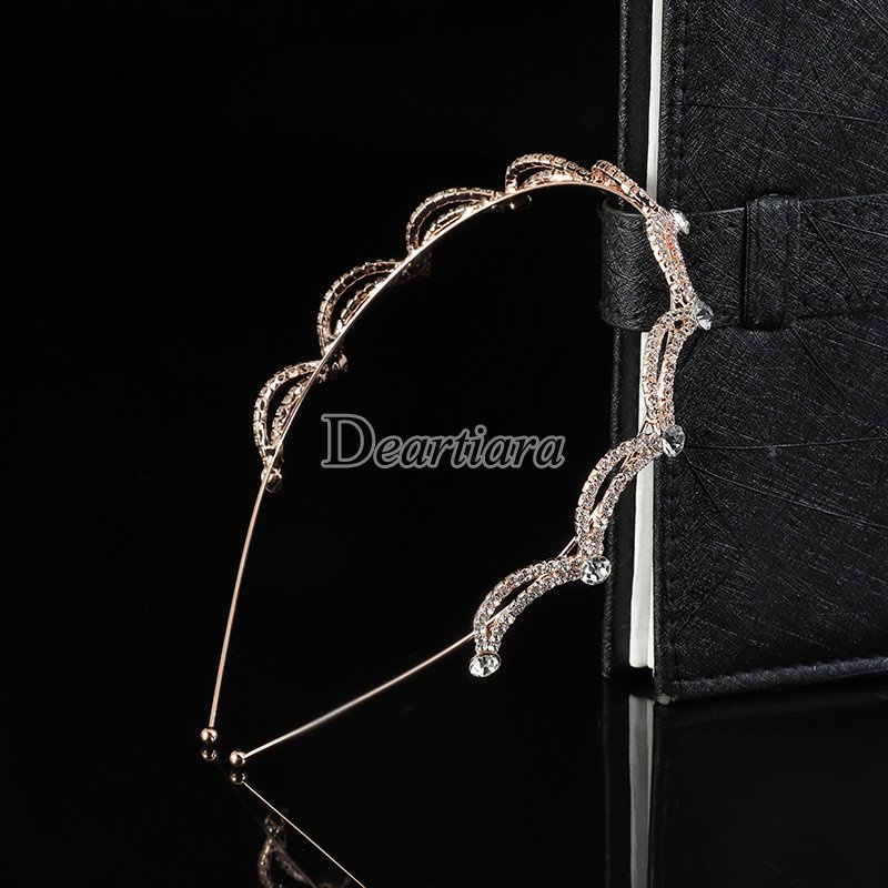 Băng Đô Cài Tóc Hai Lớp Gợn Sóng Đính Kim Cương Đơn Giản Thanh Lịch Thời Trang Dành Cho Nữ