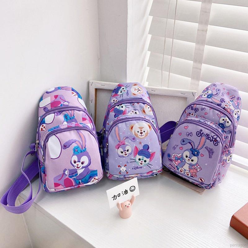 Túi đeo chéo ngực bằng vải canvas in hình thỏ dễ thương đa năng cho bé gái