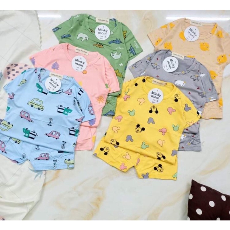 {7-16kg} Bộ thun lạnh cộc tay cho bé chất dày dặn loại đẹp (Mẫu màu kẻ)