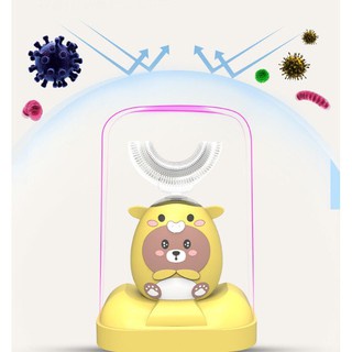 Bàn chải điện cho bé từ 2 tuổi Maser V9, Bàn chải đánh răng điện chữ U silicon an toàn cho bé [TẶNG 01 KEM ĐÁNH RĂNG]