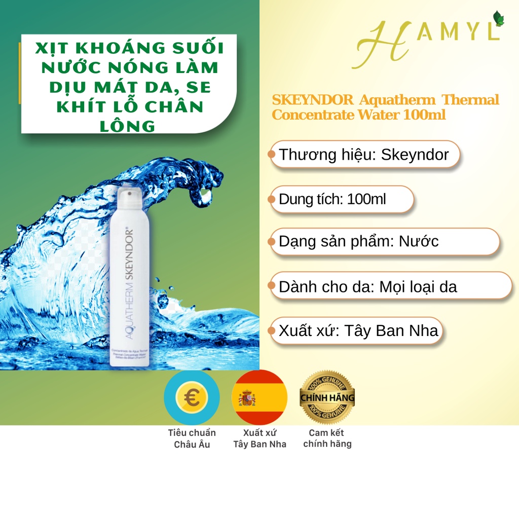 Xịt khoáng suối nước nóng làm dịu mát da, se khít lỗ chân lông SKEYNDOR Aquatherm Thermal Concentrate Water 100ml