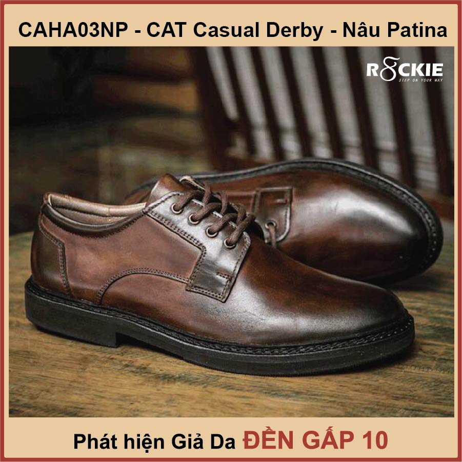 Giày tây nam da thật CAT Casual Derby - Da mộc Ý cao cấp nhuộm Patina thủ công  - Nâu Patina - CAHA03NP - R8ckie