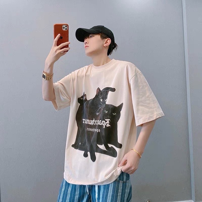 ÁO THUN TAY LỠ COTTON 3 CAT FORM UNISEX NAM NỮ (kèm ảnh thật)