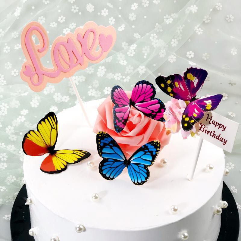 topper cake [FREESHIP💯] gói 10 bướm nhựa to trang trí bánh kem