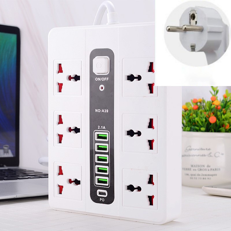 Ổ điện đa chức năng - ổ cắm điện chống giật, cổng TYPE C thế hệ mới và USB 5V sạc nhanh