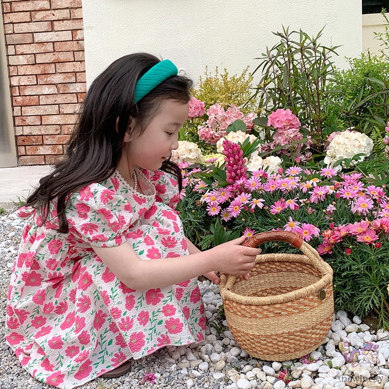 Đầm Công Chúa Tay Phồng In Hoa Kiểu Hàn Quốc Thời Trang Mùa Hè Cho Bé Gái