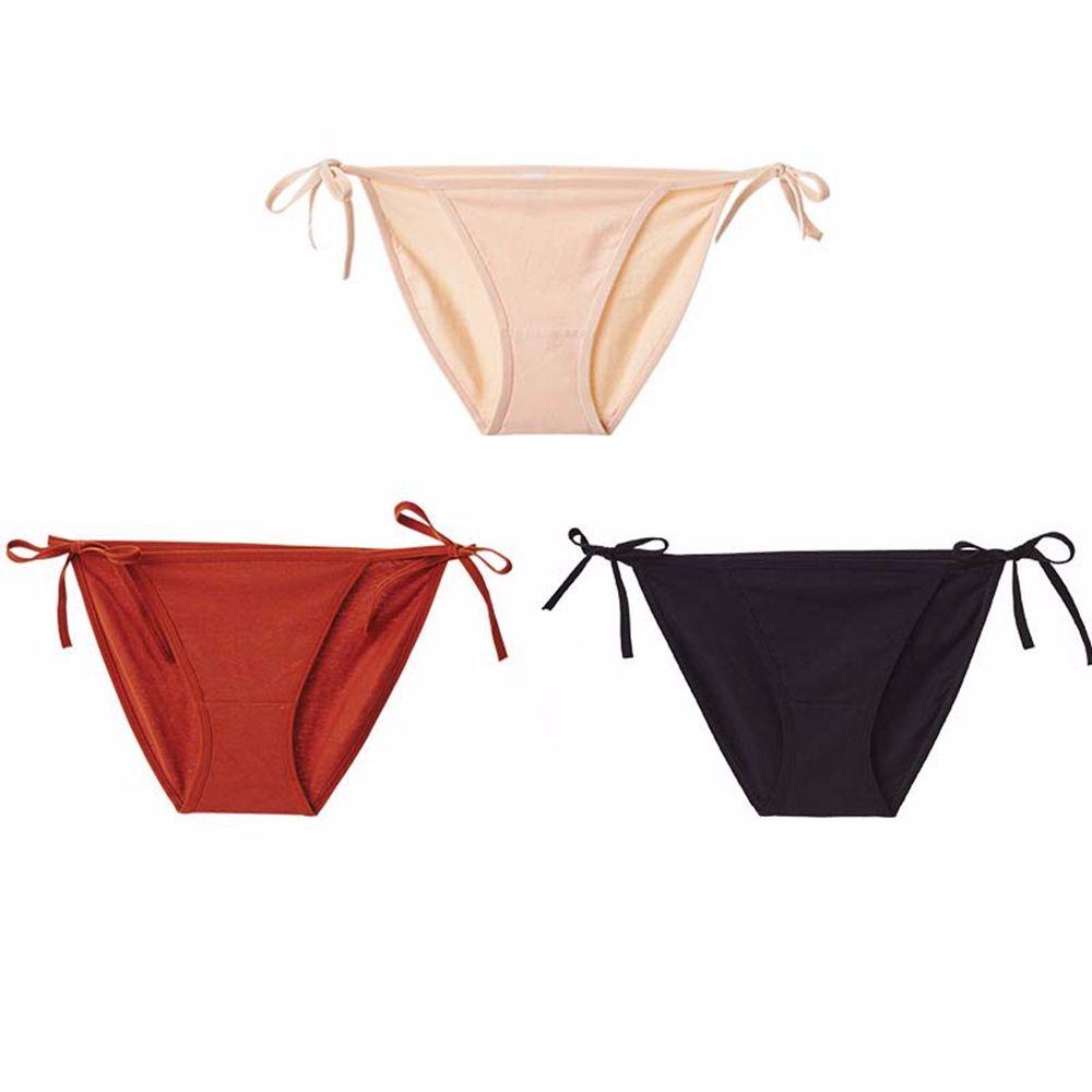 OCEANMAP Quần Lót Lưng Thấp Thoáng Khí Đính Nơ Màu Sắc Tinh Khiết Thoải Mái