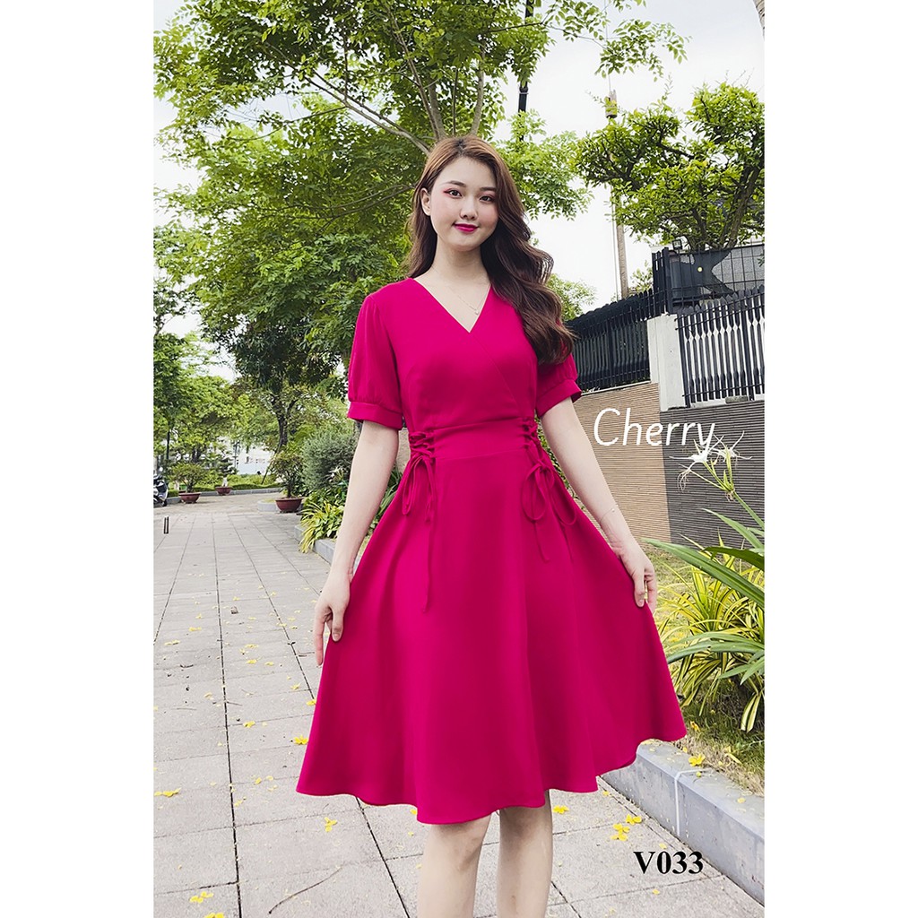 Váy thiết kế dáng xèo - Đầm thắt eo nữ tính - Cherry Store V033