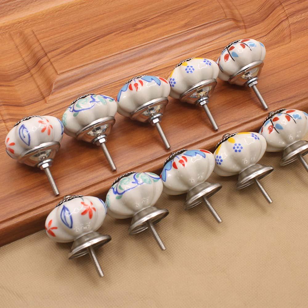 Tay Nắm Cửa Tủ Hình Quả Bí Ngô Màu Trắng Xanh Dương Sơn Tay Phong Cách Châu Âu