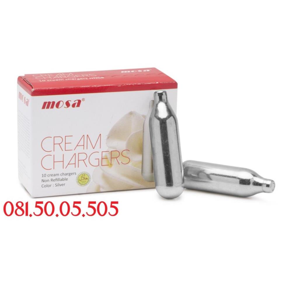 Hộp gas Mosa N2O 10 Viên dùng cho bình xịt kem tươi - chất lượng đảm bảo - an toàn khi sử T199H