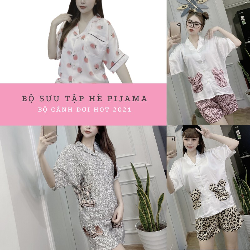 Pijama | đồ ngủ lụa chất liệu vải satin mềm mịn , kiểu dáng thiết kế cánh dơi sang trọng nhiều mẫu mã hot trend 2021