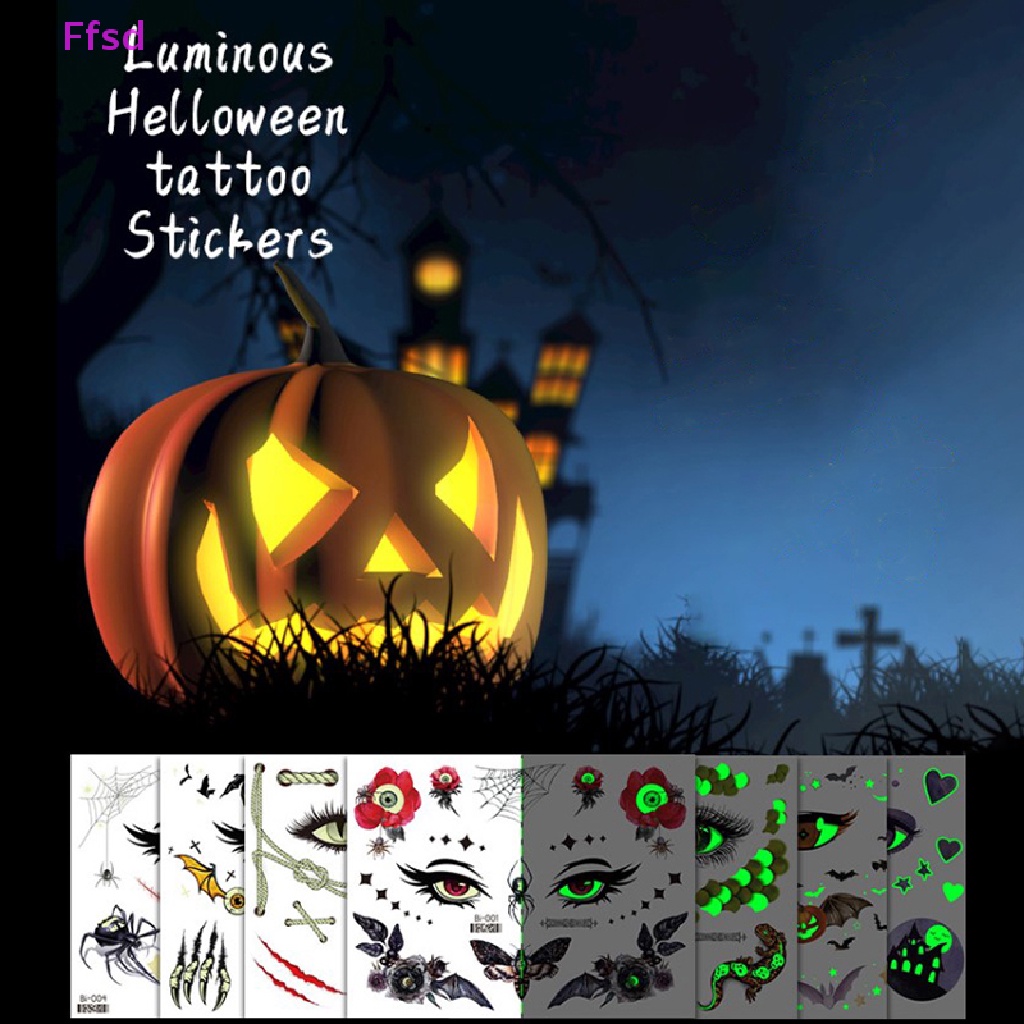 Miếng Dán Hình Xăm Tạm Thời Họa Tiết Halloween Phản Quang Độc Đáo