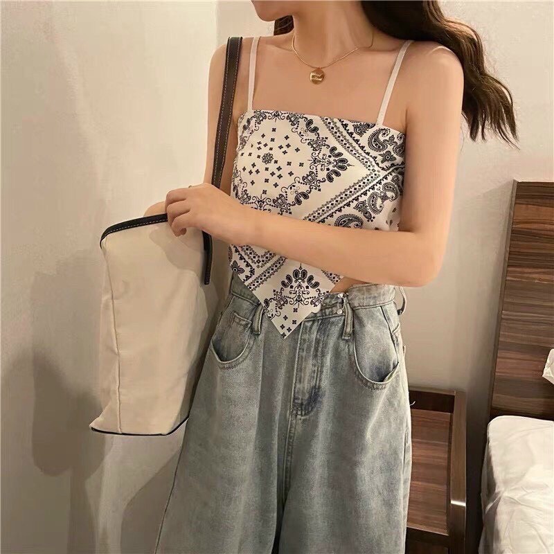 Áo yếm họa tiết cổ điển Nagnagstore chất cotton co giãn