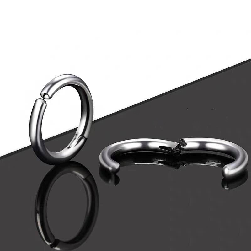 Khuyên tai MAYEBE LAVEND Bông tai Tròn Bằng Thép Titan Màu Bạc Hàn Quốc Cho Cặp Đôi