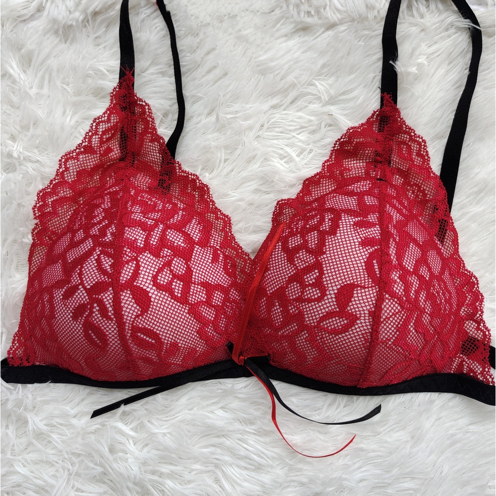 Set Bra - Bralette ren sexy không gọng, mút mỏng - Màu đỏ - NY08