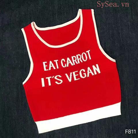 Áo Croptop Dệt Kim Thêu Chữ Thời Trang Cho Nữ