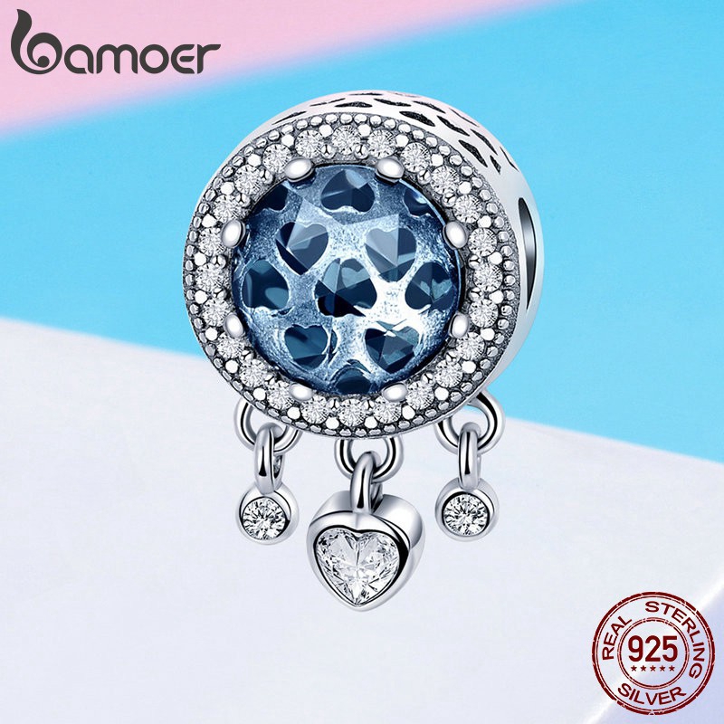 Hạt charm Bamoer kim loại dáng tròn phối tua rua hình trái tim sáng tạo | BigBuy360 - bigbuy360.vn