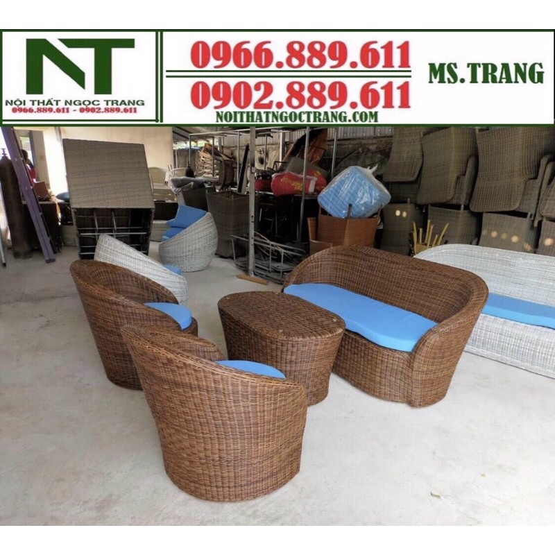 bàn ghế cafe sofa mây nhựa