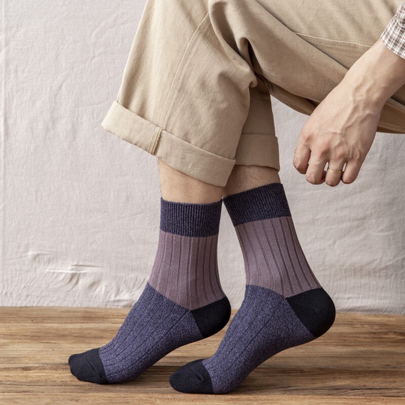 Vớ trượt ván vải cotton giữ ấm may màu sắc dành cho nam thời trang