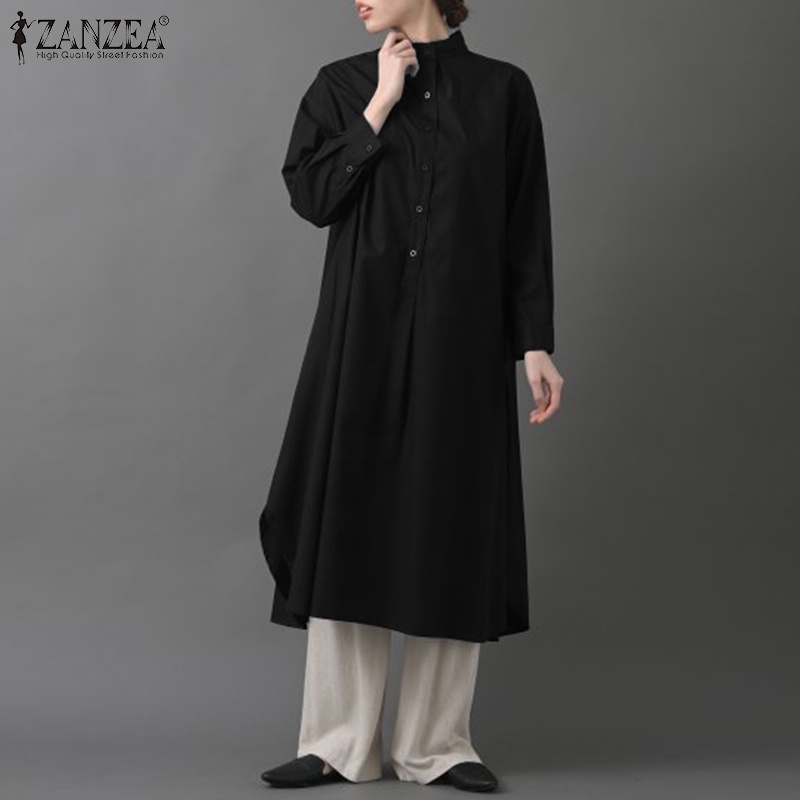 Đầm maxi ZANZEA dài tay cổ đứng gài nút thời trang cho nữ