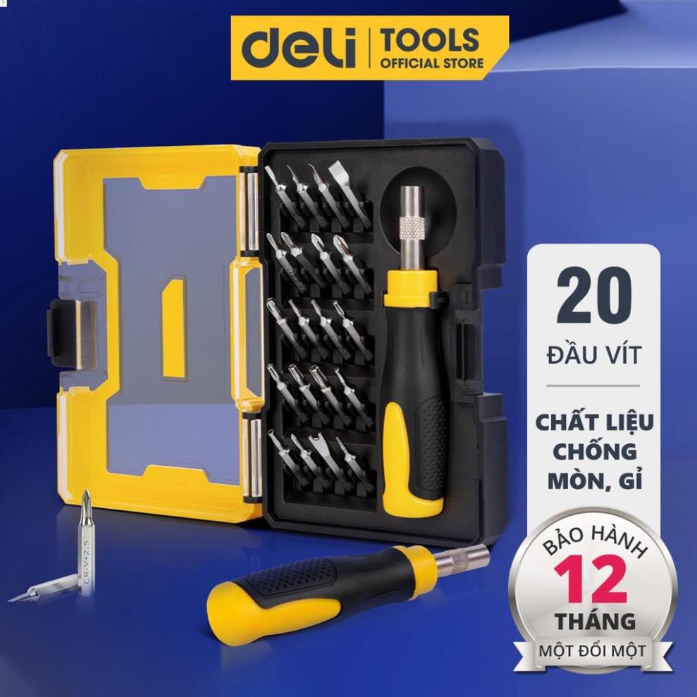Bộ Tua Vít Sửa Chữa Đa Chức Năng Deli 20 Đầu Vít Cao Cấp - Chất Liệu Siêu Bền, Thiết Kế Gọn Nhẹ Tinh Tế - DL1021D .